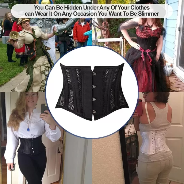 SHAPERX Women's 26 Steel Boned Corset Short Torso Heavy Duty Waist Trainer Corset for Weight Loss