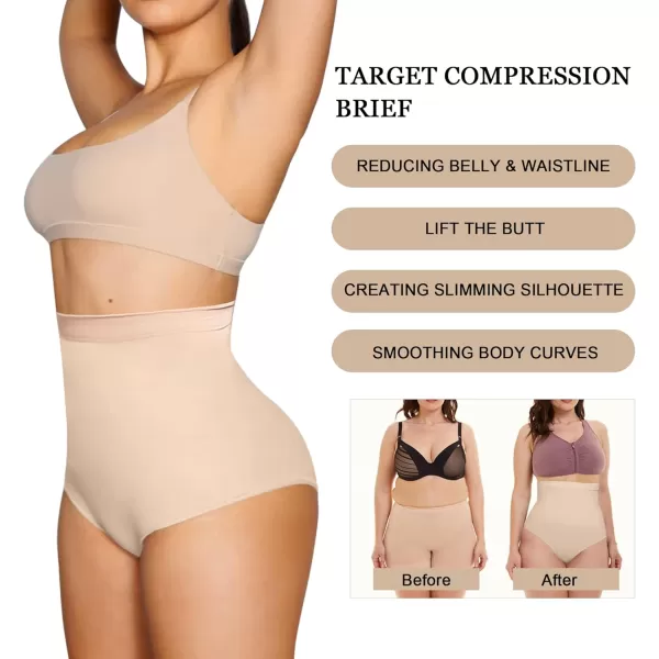 SHAPERX Women's High-Waist Tummy Control Panties - Seamless Butt Lifter Underwear for Sculpted Silhouette