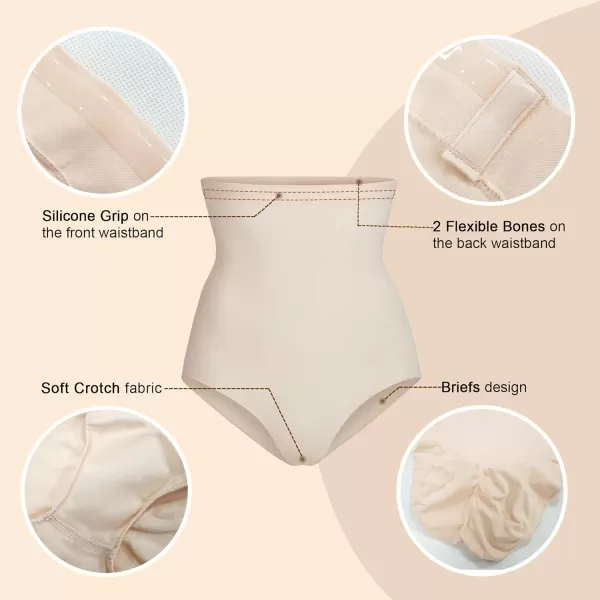 SHAPERX Women's High-Waist Tummy Control Panties - Seamless Butt Lifter Underwear for Sculpted Silhouette