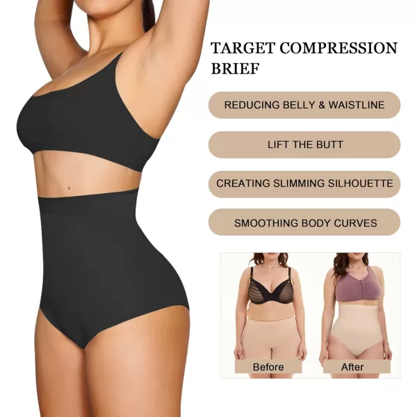 SHAPERX Women's High-Waist Tummy Control Panties - Seamless Butt Lifter Underwear for Sculpted Silhouette