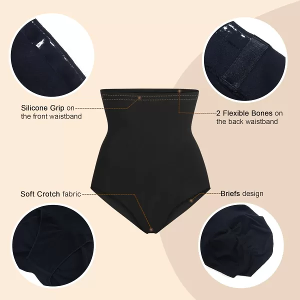 SHAPERX Women's High-Waist Tummy Control Panties - Seamless Butt Lifter Underwear for Sculpted Silhouette
