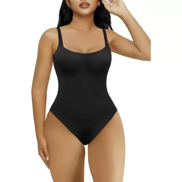 SHAPERX Women's Sleeveless No Compression Bodysuit Square Neck Super Soft Body Suits