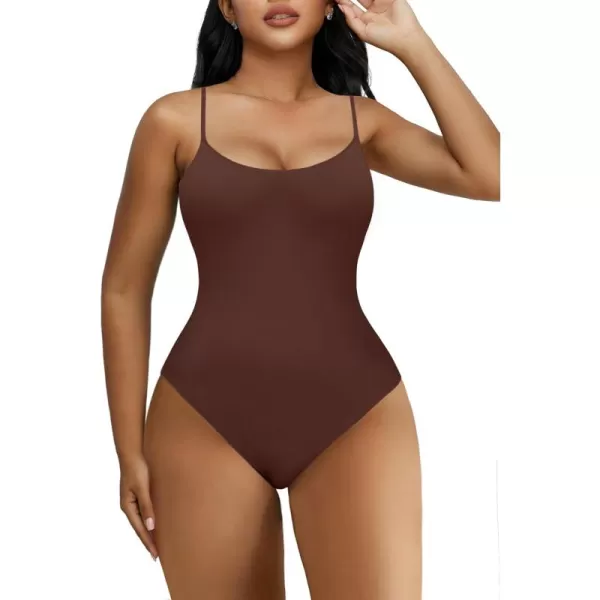 SHAPERX Women's Sleeveless No Compression Bodysuit Square Neck Super Soft Body Suits