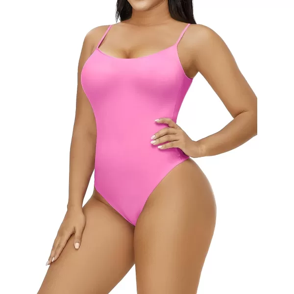SHAPERX Women's Sleeveless No Compression Bodysuit Square Neck Super Soft Body Suits