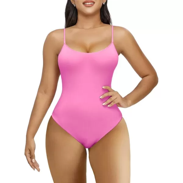 SHAPERX Women's Sleeveless No Compression Bodysuit Square Neck Super Soft Body Suits