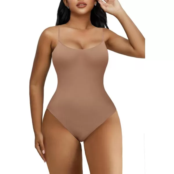 SHAPERX Women's Sleeveless No Compression Bodysuit Square Neck Super Soft Body Suits