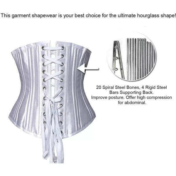 SHAPERX Women's Waist Training Corsets Underbust Heavy Duty 26 Steel Boned Hourglass Silhouette Body Shaper