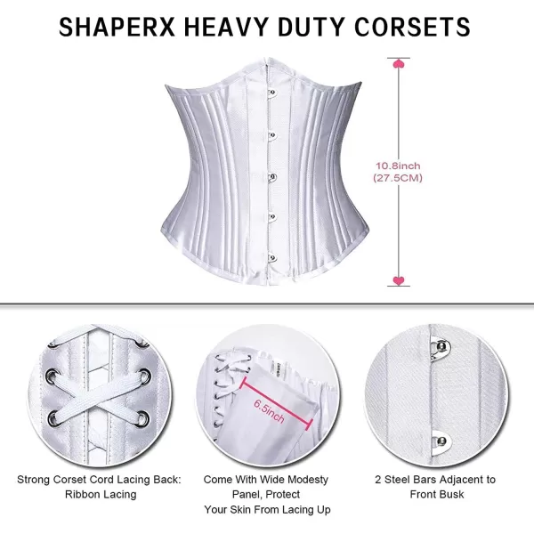 SHAPERX Women's Waist Training Corsets Underbust Heavy Duty 26 Steel Boned Hourglass Silhouette Body Shaper