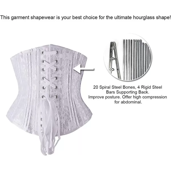 SHAPERX Women's Waist Training Corsets Underbust Heavy Duty 26 Steel Boned Hourglass Silhouette Body Shaper