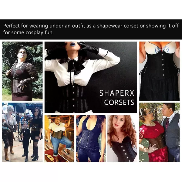 SHAPERX Women's Waist Training Corsets Underbust Heavy Duty 26 Steel Boned Hourglass Silhouette Body Shaper