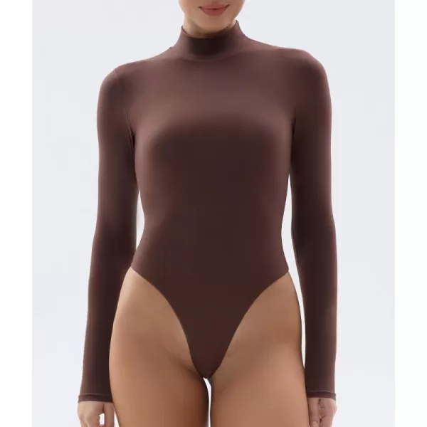 SHAPERX Mock Turtle Neck Bodysuit for Women Long Sleeve Body Suits Tops