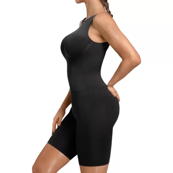 SHAPERX Mid Thigh Jumpsuits for Women Low Back Onesie Seamless Rompers Stretchy Bodycon Outfits