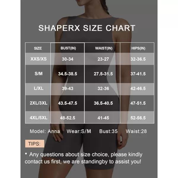 SHAPERX Mid Thigh Jumpsuits for Women Low Back Onesie Seamless Rompers Stretchy Bodycon Outfits