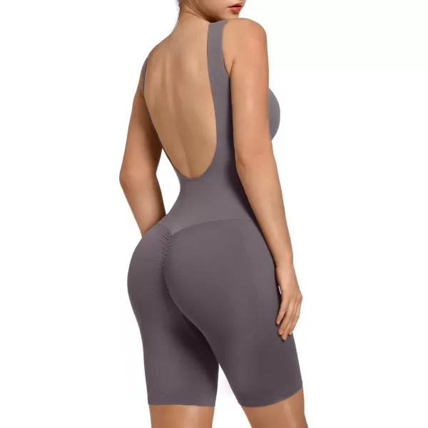 SHAPERX Mid Thigh Jumpsuits for Women Low Back Onesie Seamless Rompers Stretchy Bodycon Outfits
