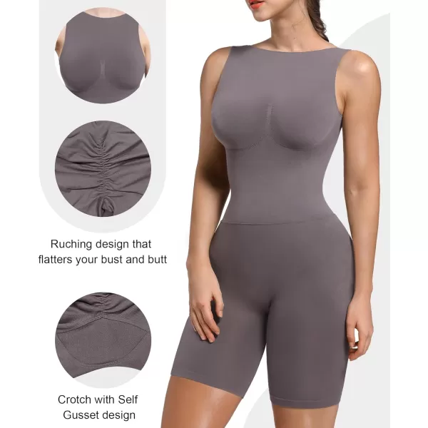 SHAPERX Mid Thigh Jumpsuits for Women Low Back Onesie Seamless Rompers Stretchy Bodycon Outfits
