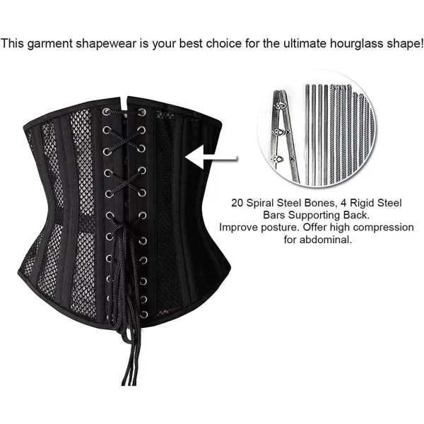 SHAPERX Women's Waist Training Corsets Underbust Heavy Duty 26 Steel Boned Hourglass Silhouette Body Shaper
