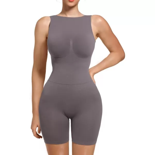 SHAPERX Mid Thigh Jumpsuits for Women Low Back Onesie Seamless Rompers Stretchy Bodycon Outfits