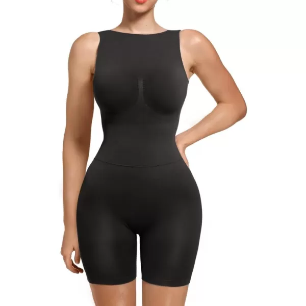 SHAPERX Mid Thigh Jumpsuits for Women Low Back Onesie Seamless Rompers Stretchy Bodycon Outfits