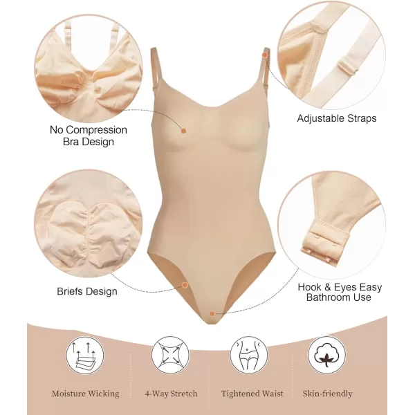 SHAPERX Bodysuit for Women Tummy Control Shapewear Seamless Sculpting Thong Body Shaper Tank Top