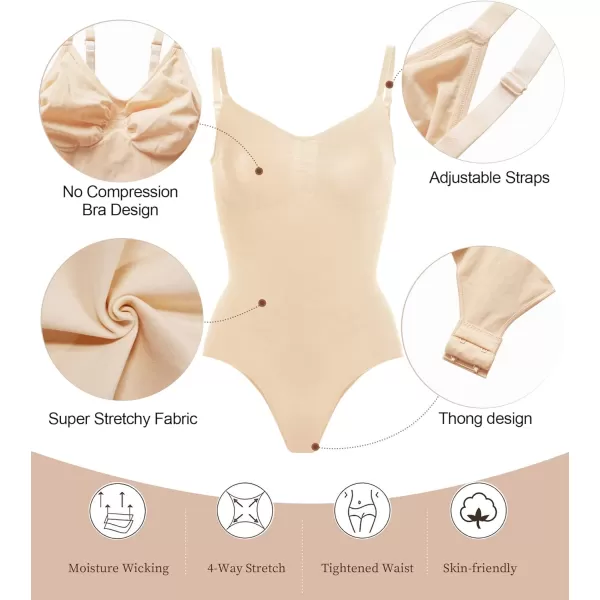 SHAPERX Bodysuit for Women Tummy Control Shapewear Seamless Sculpting Thong Body Shaper Tank Top
