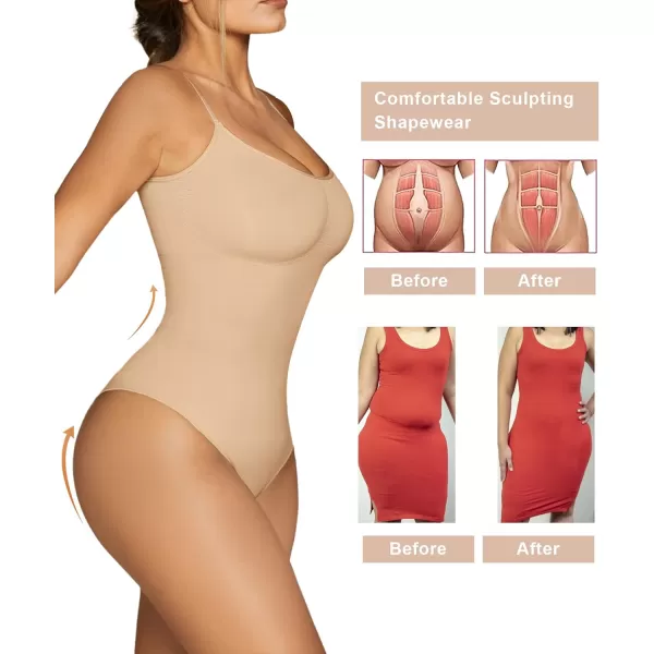 SHAPERX Bodysuit for Women Tummy Control Shapewear Seamless Sculpting Thong Body Shaper Tank Top