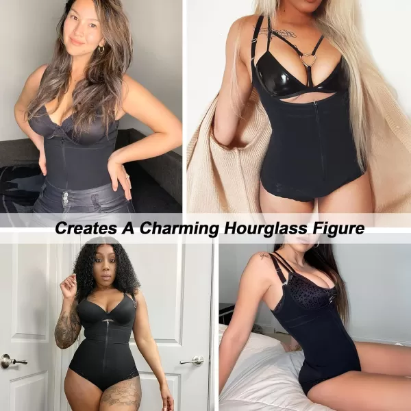 SHAPERX Shapewear for Women Tummy Control Fajas Colombianas Body Shaper Zipper Open Bust Bodysuit