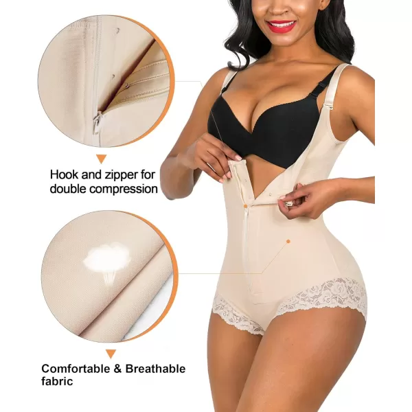 SHAPERX Shapewear for Women Tummy Control Fajas Colombianas Body Shaper Zipper Open Bust Bodysuit