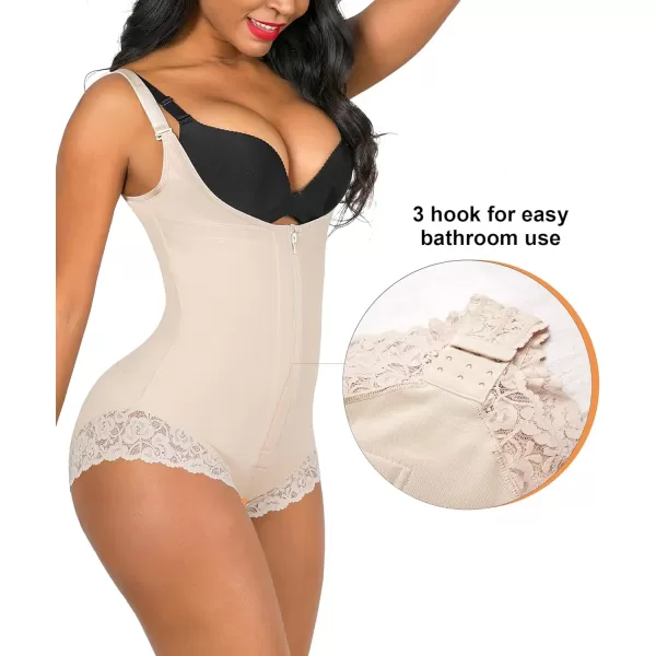 SHAPERX Shapewear for Women Tummy Control Fajas Colombianas Body Shaper Zipper Open Bust Bodysuit