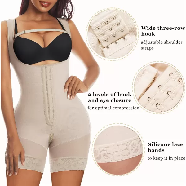 SHAPERX Shapewear for Women Tummy Control Fajas Colombianas Body Shaper Zipper Open Bust Bodysuit)