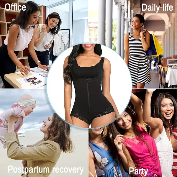 SHAPERX Shapewear for Women Tummy Control Fajas Colombianas Body Shaper Zipper Open Bust Bodysuit