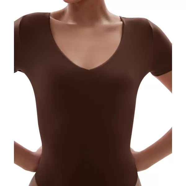 SHAPERX Women's Fit Everybody Bodysuit Soft Crew Neck T-shirt Body Suits with Thong Design