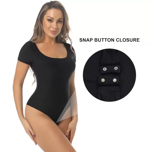 SHAPERX Women's Fit Everybody Bodysuit Soft Crew Neck T-shirt Body Suits with Thong Design