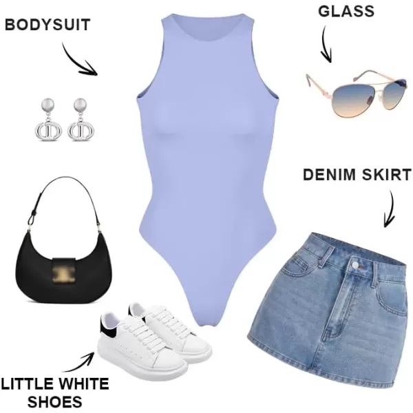 SHAPERX Women's Fit Everybody Bodysuit Soft Crew Neck T-shirt Body Suits with Thong Design