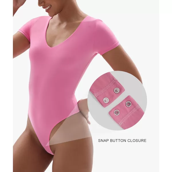 SHAPERX Women's Fit Everybody Bodysuit Soft Crew Neck T-shirt Body Suits with Thong Design