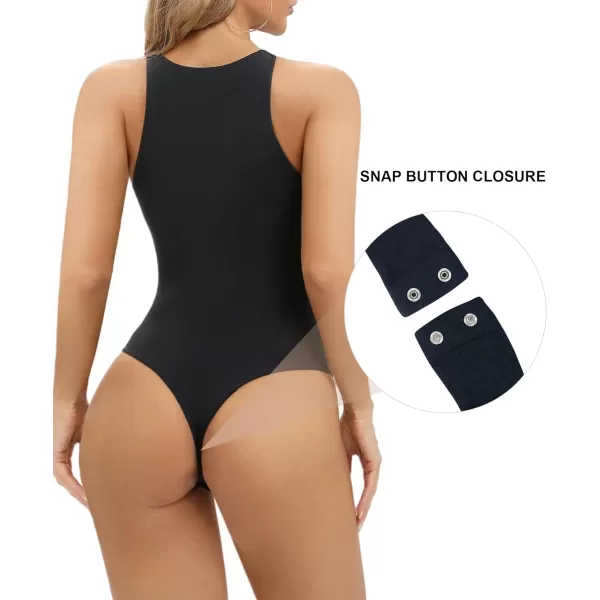 SHAPERX Women's Fit Everybody Bodysuit Soft Crew Neck T-shirt Body Suits with Thong Design