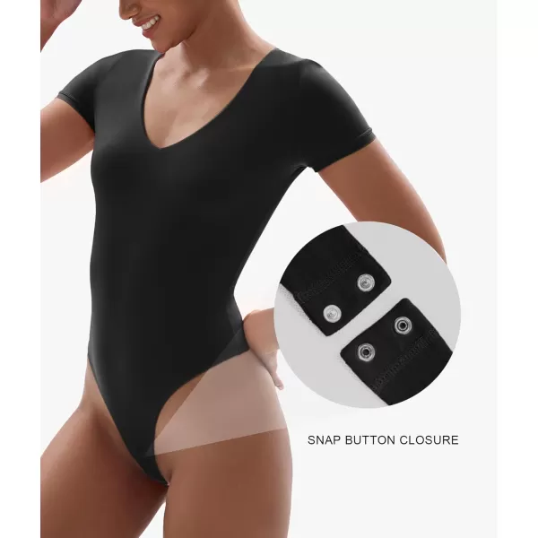 SHAPERX Women's Fit Everybody Bodysuit Soft Crew Neck T-shirt Body Suits with Thong Design