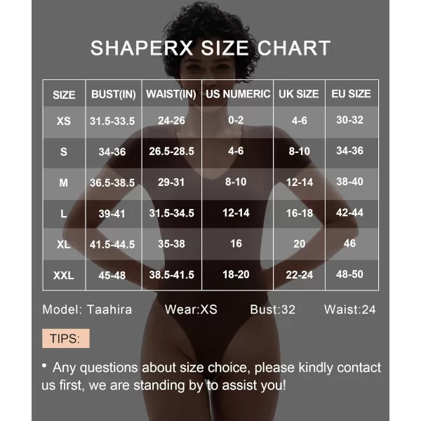 SHAPERX Women's Fit Everybody Bodysuit Soft Crew Neck T-shirt Body Suits with Thong Design