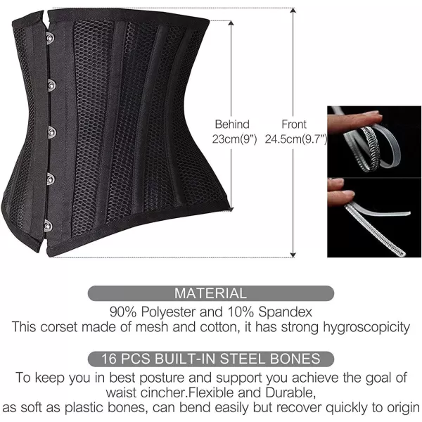SHAPERX Women's Heavy Duty Corset Double Steel Boned Waist Trainer Corsets Underbust Body Shaper)
