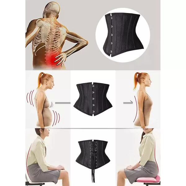 SHAPERX Women's Heavy Duty Corset Double Steel Boned Waist Trainer Corsets Underbust Body Shaper)
