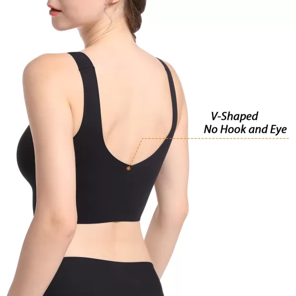 SHAPERX Women's High Stretch Wireless Bra with Scoop Longline Design and Removable Pads