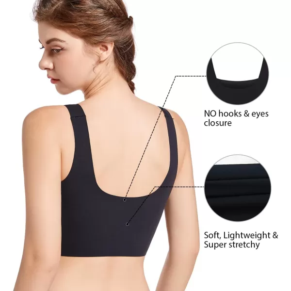 SHAPERX Women's High Stretch Wireless Bra with Scoop Longline Design and Removable Pads
