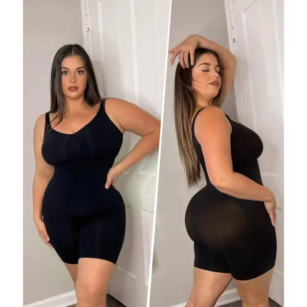 SHAPERX Women's Shaping Mid-Thigh Bodysuit Tummy Control Shapewear Seamless Sculpting Body Shaper