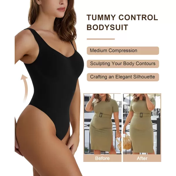 SHAPERX Women's Shaping Mid-Thigh Bodysuit Tummy Control Shapewear Seamless Sculpting Body Shaper