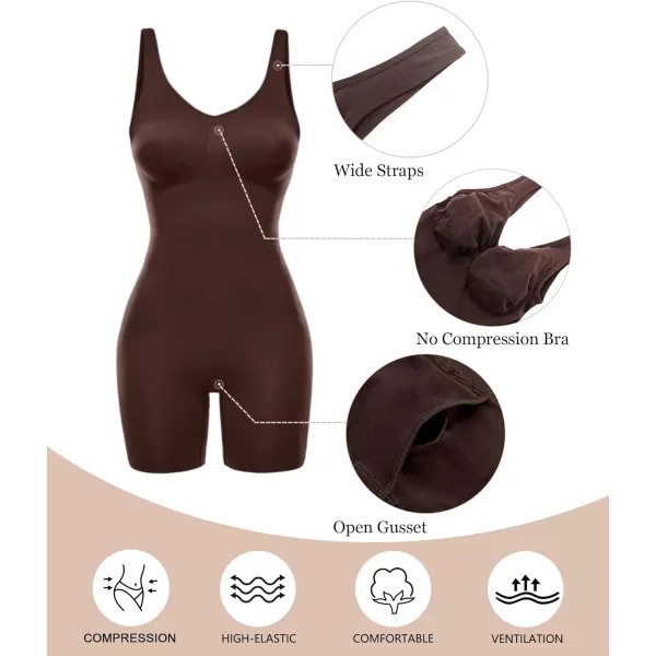 SHAPERX Women's Shaping Mid-Thigh Bodysuit Tummy Control Shapewear Seamless Sculpting Body Shaper