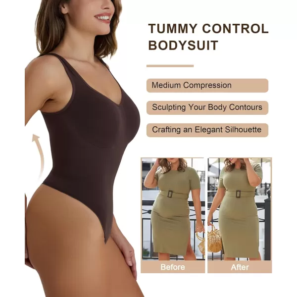 SHAPERX Women's Shaping Mid-Thigh Bodysuit Tummy Control Shapewear Seamless Sculpting Body Shaper