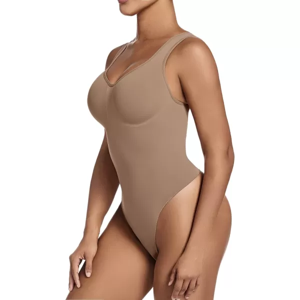 SHAPERX Women's Shaping Mid-Thigh Bodysuit Tummy Control Shapewear Seamless Sculpting Body Shaper