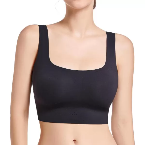 SHAPERX Women's High Stretch Wireless Bra with Scoop Longline Design and Removable Pads