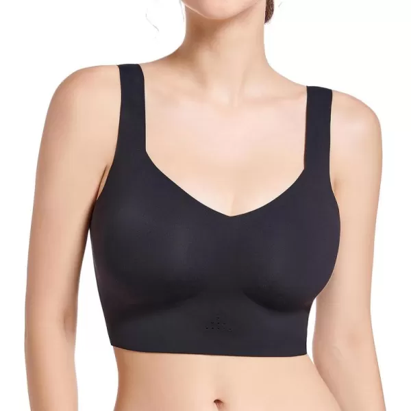 SHAPERX Women's High Stretch Wireless Bra with Scoop Longline Design and Removable Pads