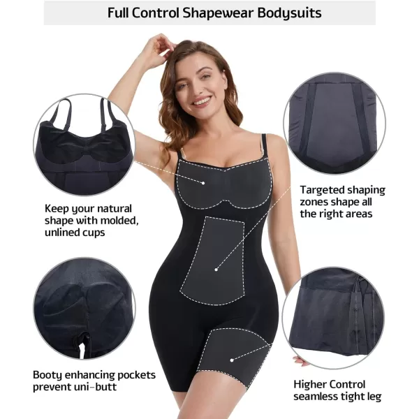 SHAPERX Bodysuit for Women Tummy Control Shapewear Mid-Thigh Seamless Full Body Shaper