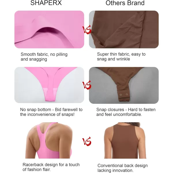 SHAPERX Crew Neck Racerback Bodysuit Sleeveless Sexy Tank Tops Super Soft Thong Body Suit